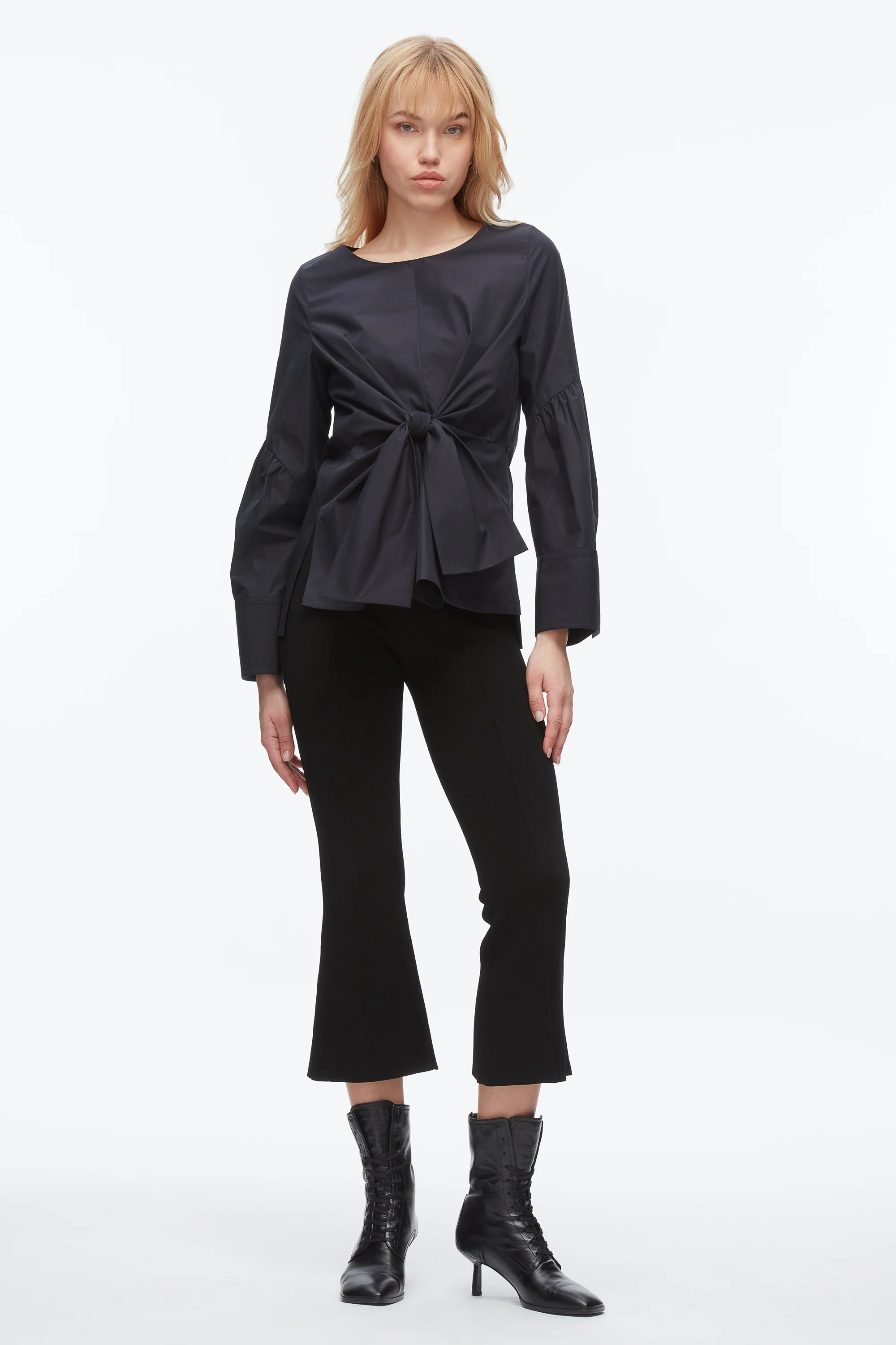 Tie Front Poplin Shirt