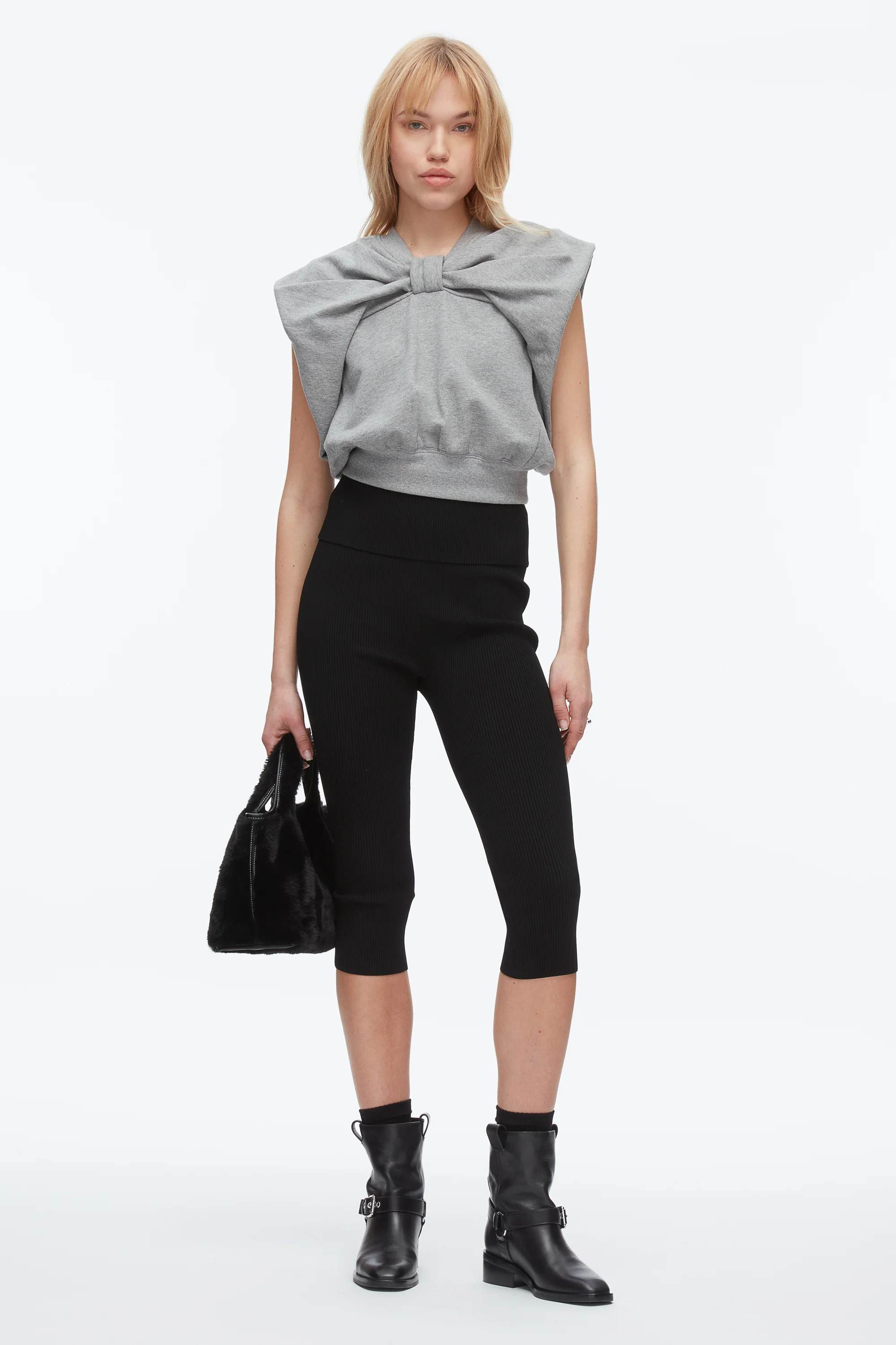 Draped Bow French Terry Top