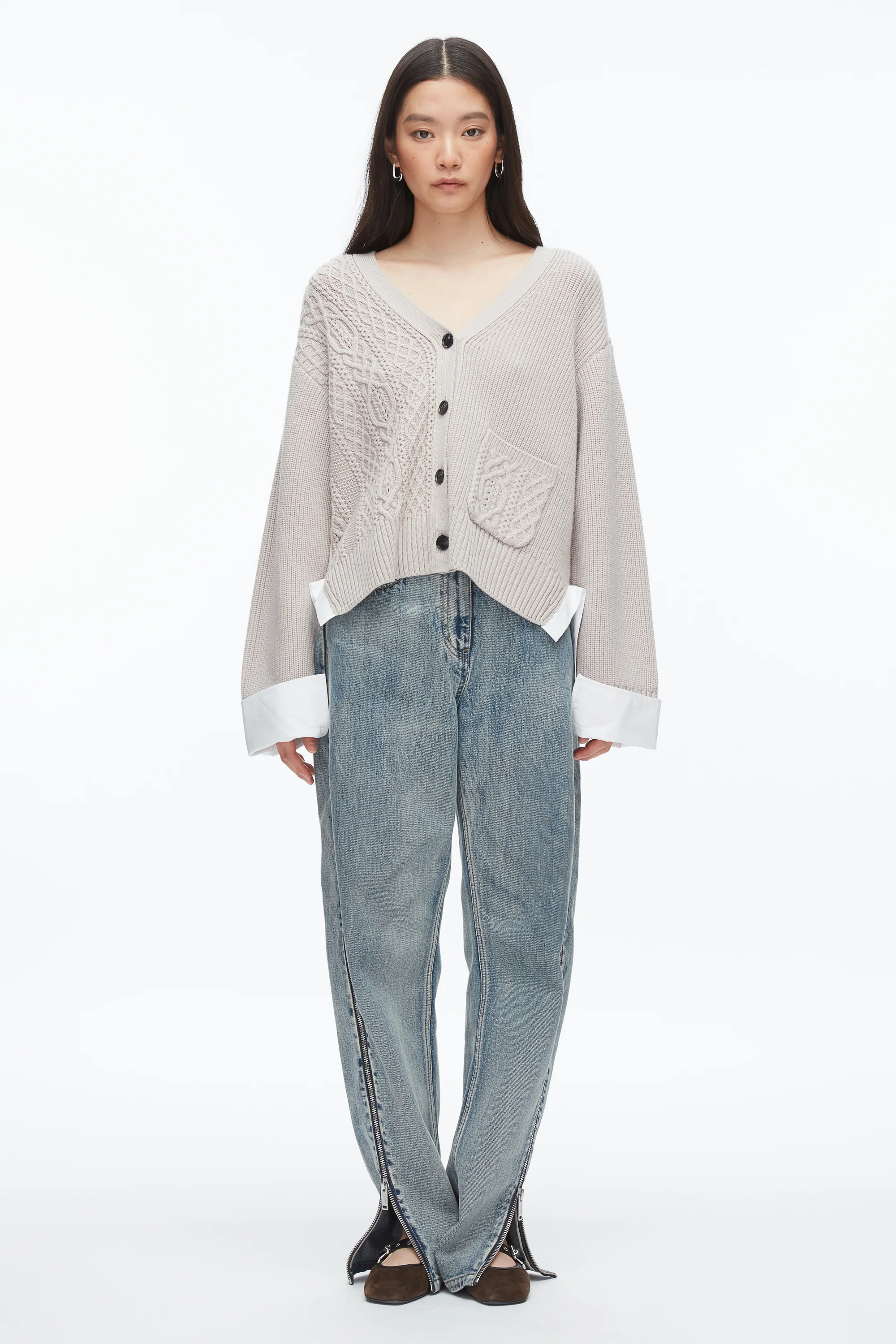 Cable Mix Boyfriend Cardigan