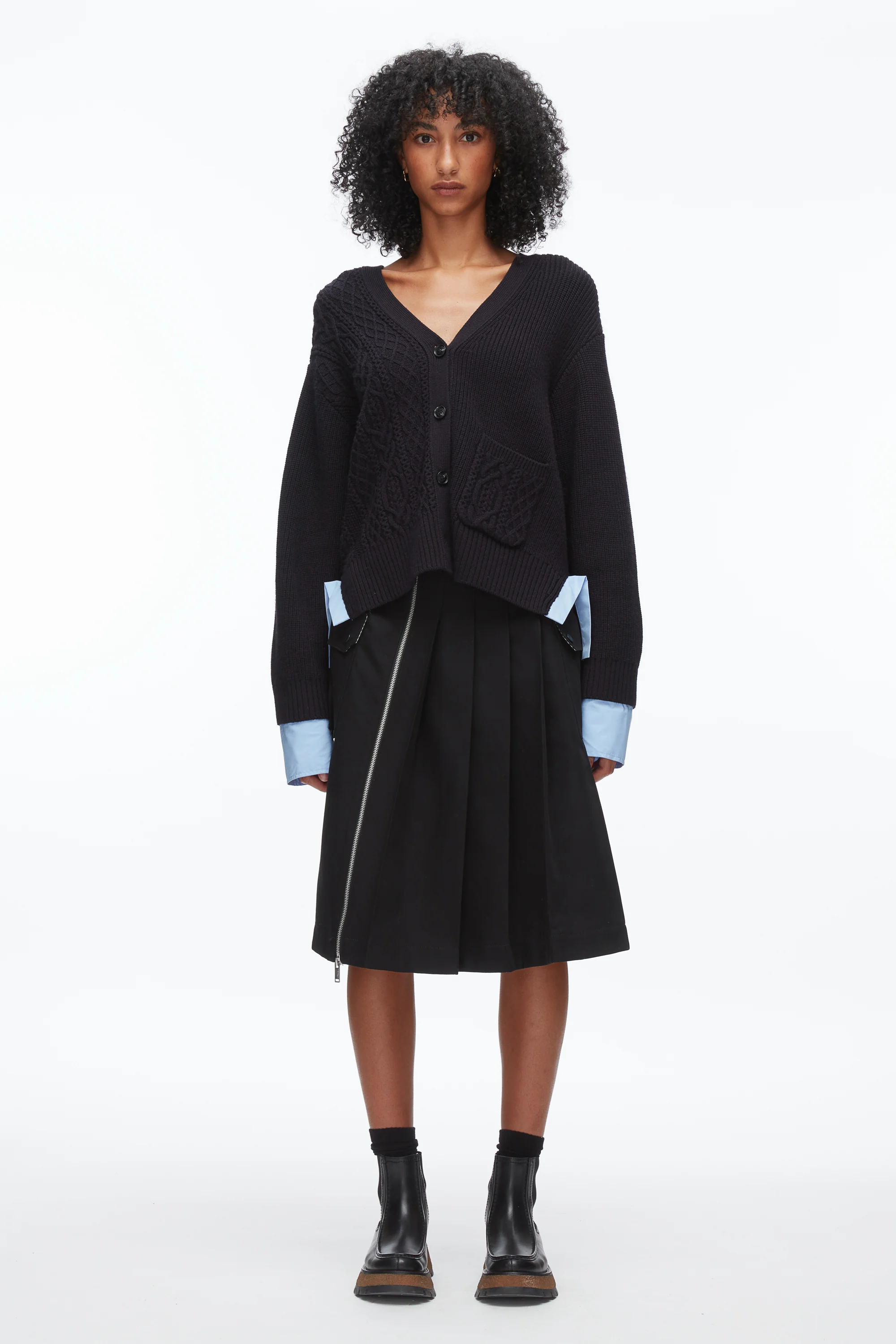 Cable Mix Boyfriend Cardigan