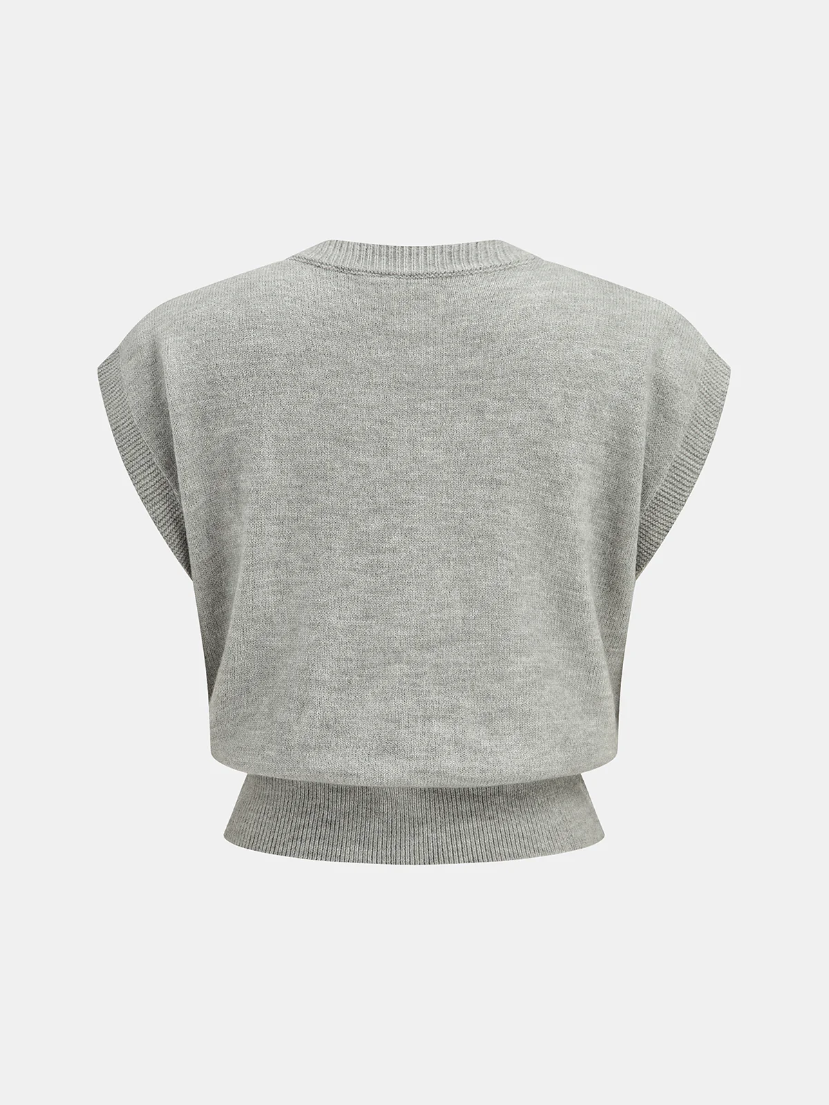 Floral Applique Cap Sleeve Knit Vest