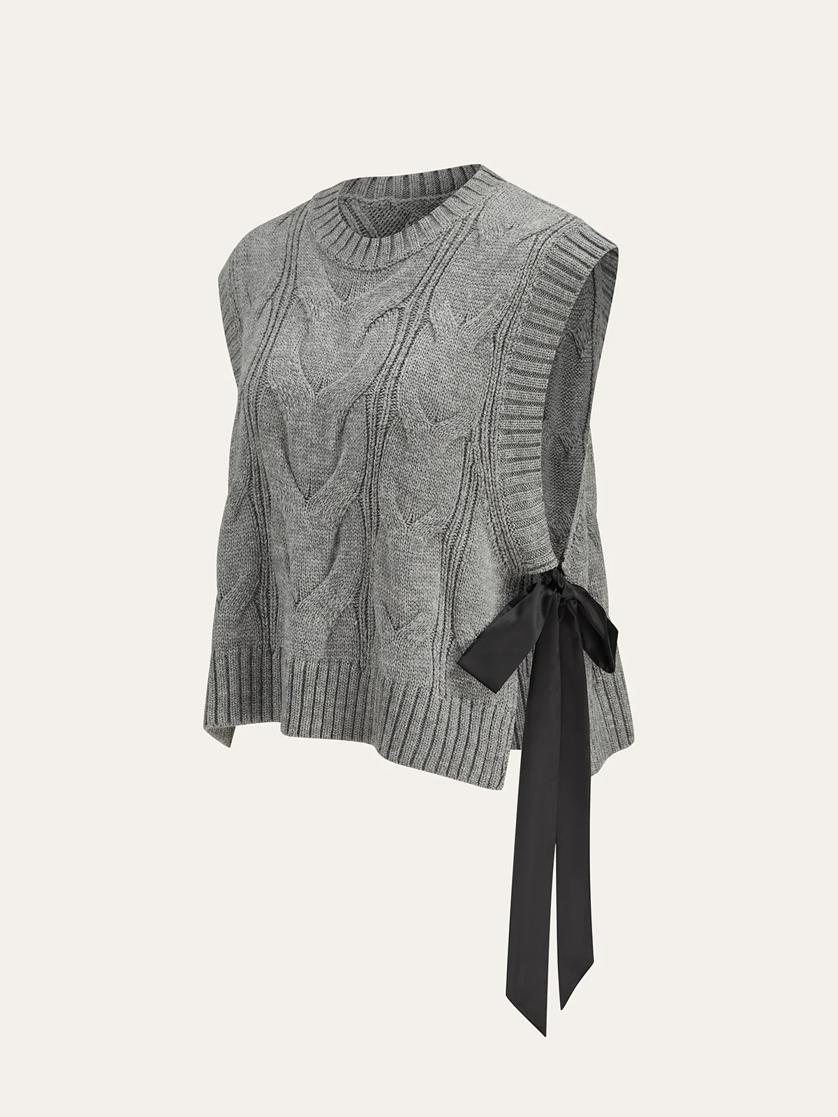 Dual-Sided Bow Cable-Knit Vest